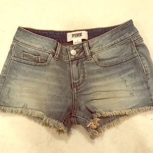 New pink denim shorts